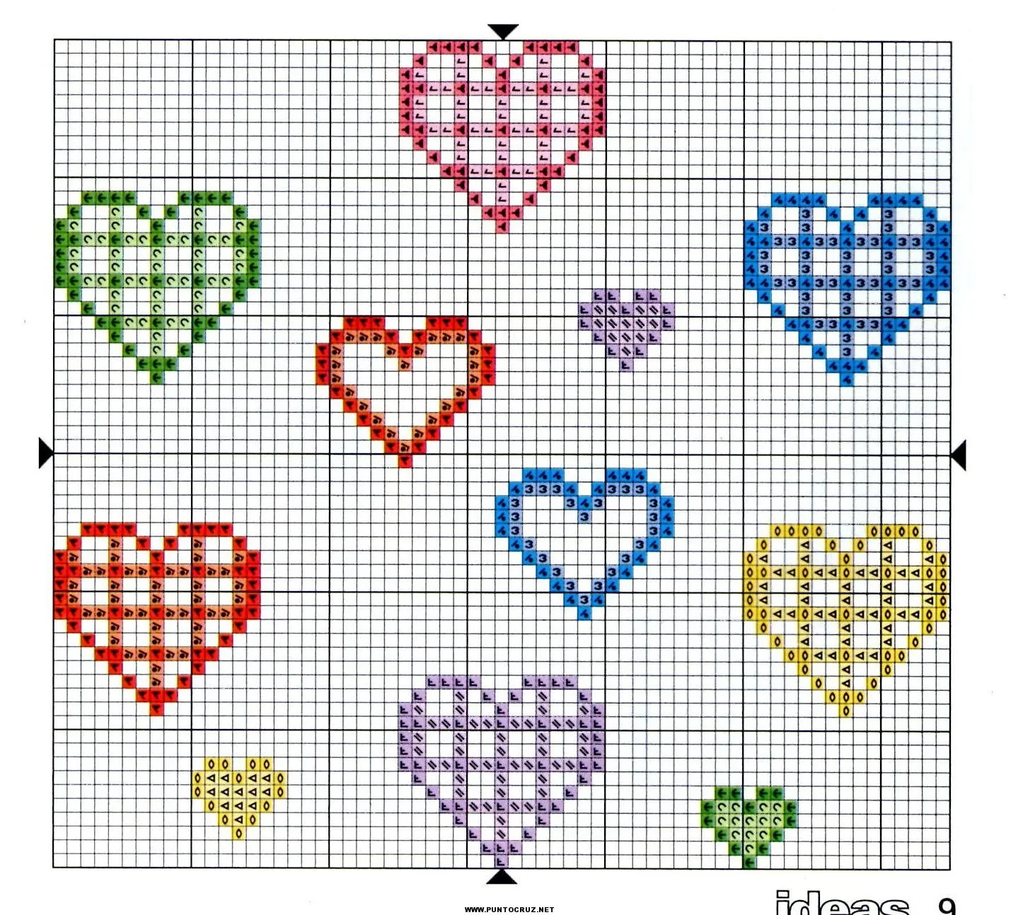 Patrones de corazones en punto de cruz | Punto de cruz - Colección ...