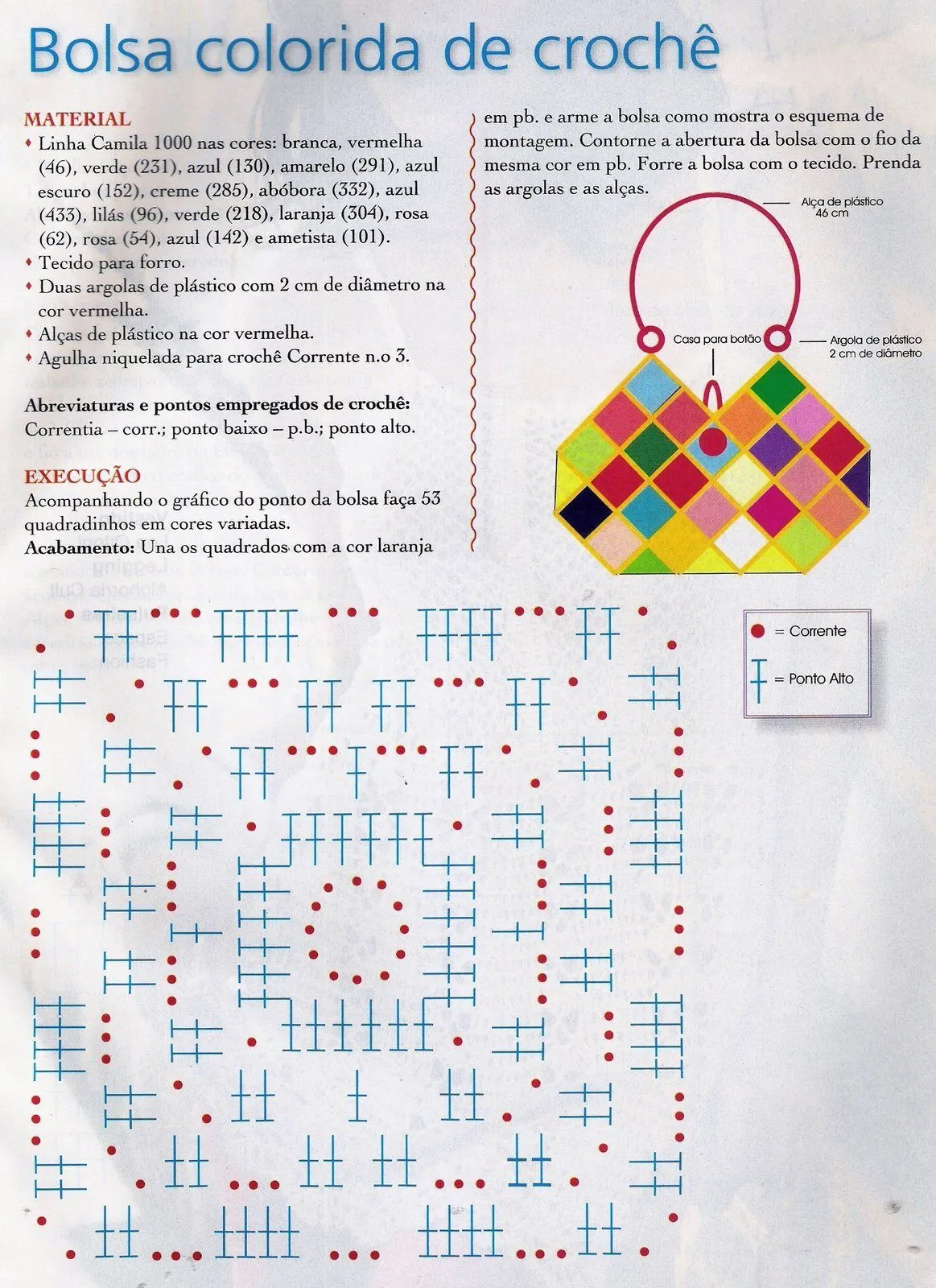 Patrones Crochet: Bolso Cuadros-Rombos Crochet Patron
