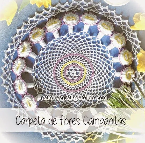 Patrones Crochet de Carpeta con Motivo de Flores Campanillas ...