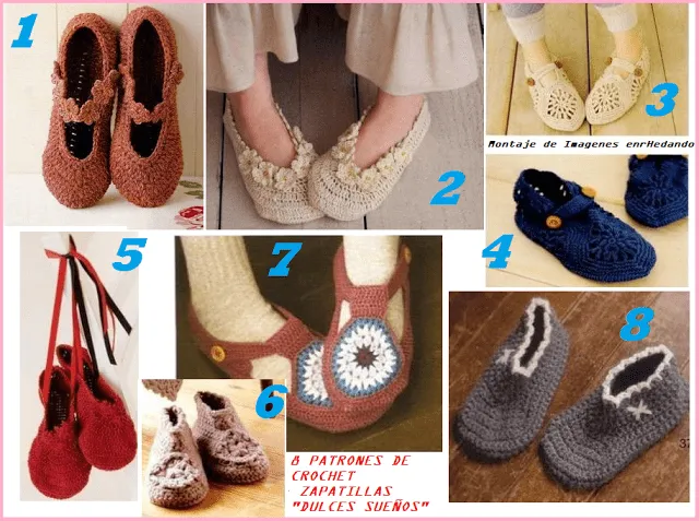 8 Patrones de Crochet Zapatillas "Dulces Sueños" - Patrones Crochet