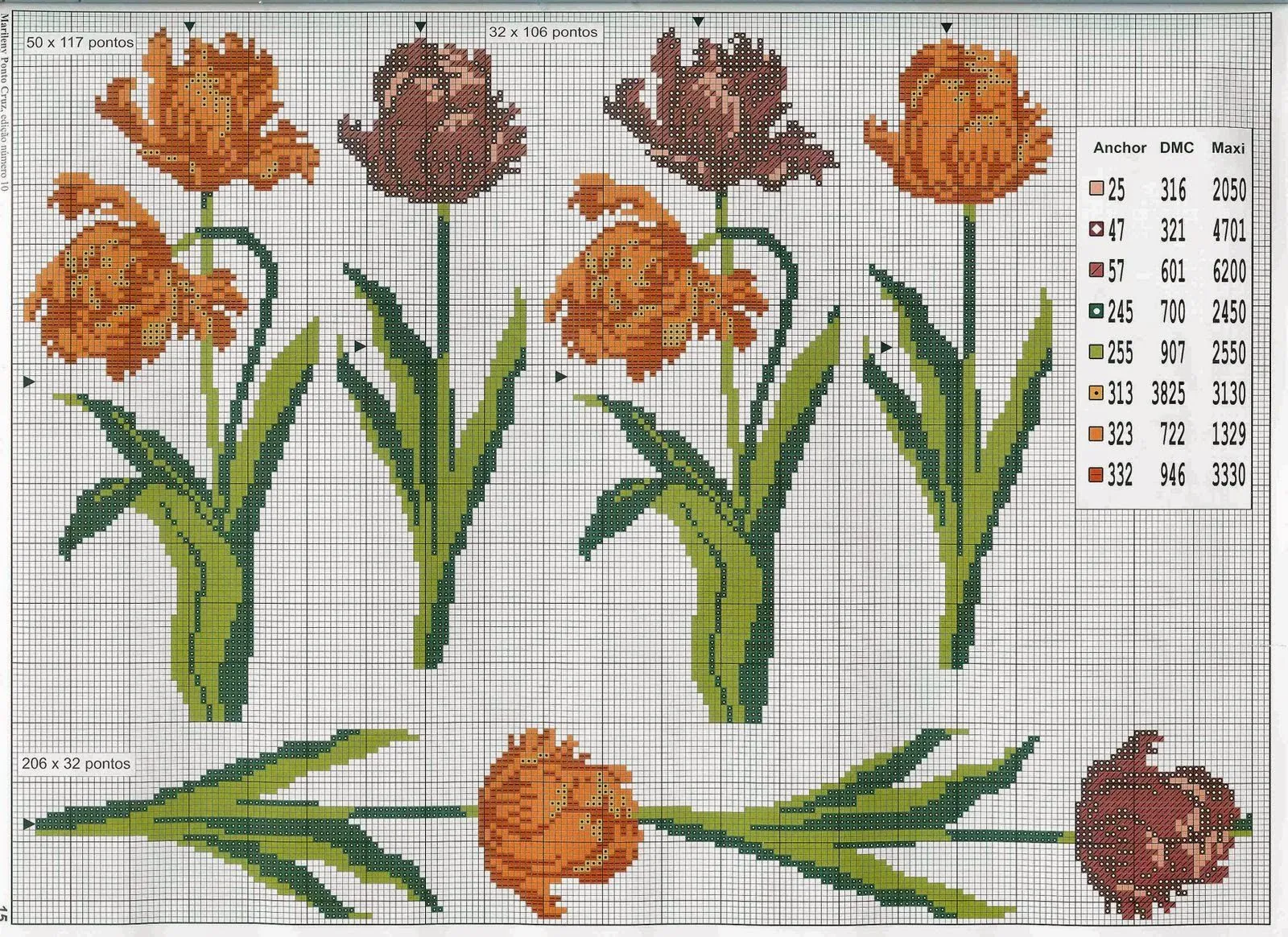 patrones flores en punto de cruz | Revistas de manualidades gratis