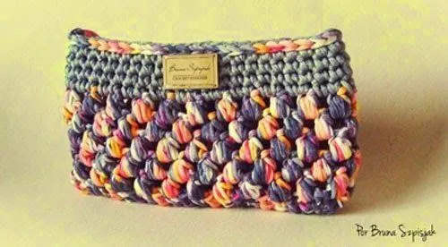 Patrones de monedero tejido crochet con trapillo/totora | Crochet ...