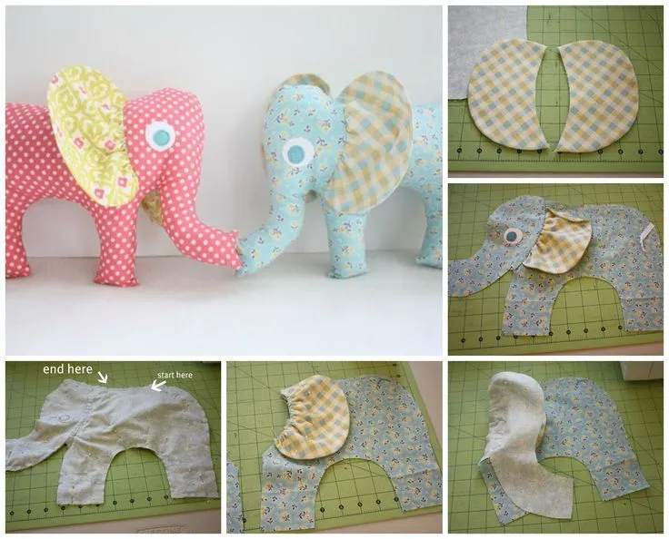 Patrones para hacer un peluche de elefante de tela | muñecos bebe ...