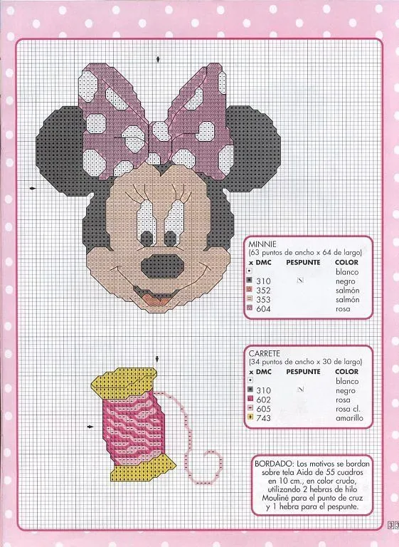 Minnie Mousebebé en punto de cruz - Imagui