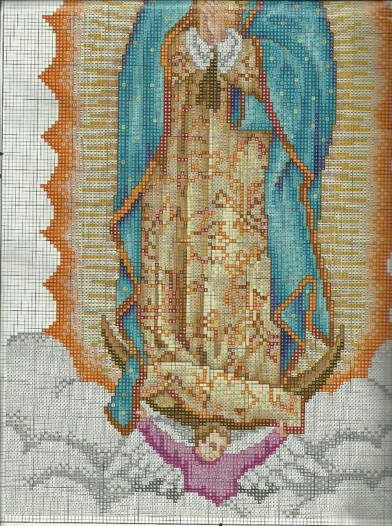 Dibujos de la Virgen de Guadalupe para bordar en punto cruz - Imagui