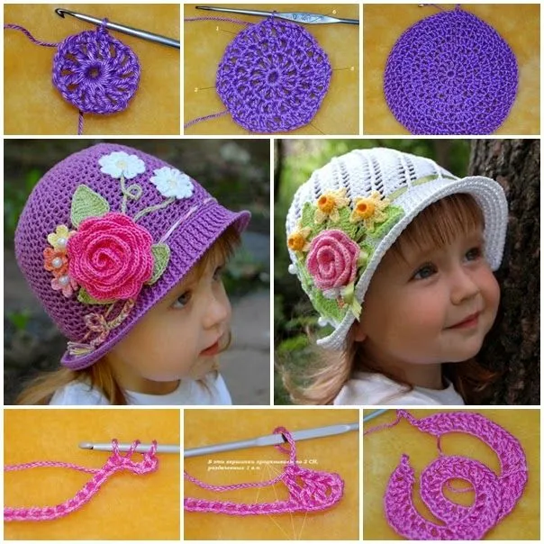 Sombreros encantadores para niñas | Crochet y Dos agujas ...