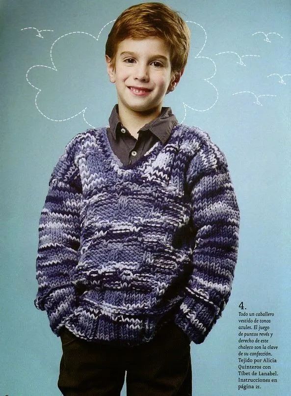 Patrones de suéter para niño tejido con dos agujas | Crochet y Dos ...