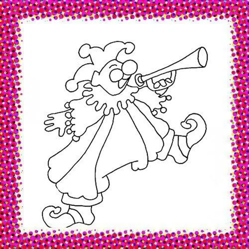 Payaso con trompeta. Dibujo de Carnaval para niños - Dibujos de ...