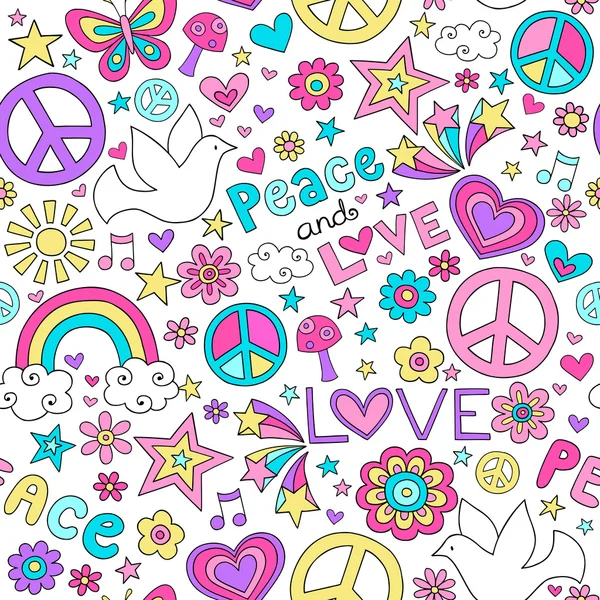 paz y amor doodles diseño de patrones sin fisuras repetir — Vector ...