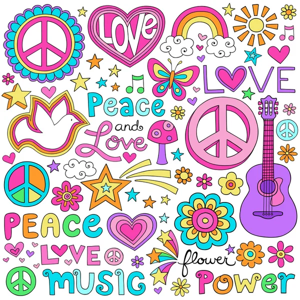 paz amor y música portátil doodles vector — Vector stock © blue67 ...