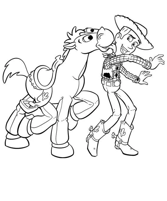 PC Technical - Perdigon jugando con Woody de Toy Story para colorear