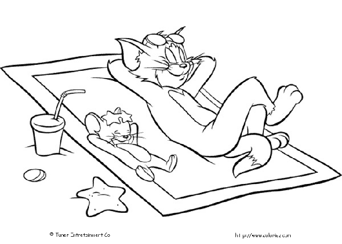 PC Technical - Tom y Jerry tomando sol para colorear