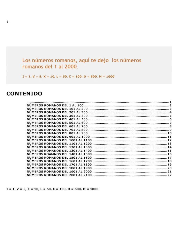 PDF) 25403796 Los Numeros Romanos Del 1 Al 2000 - DOKUMEN.TIPS