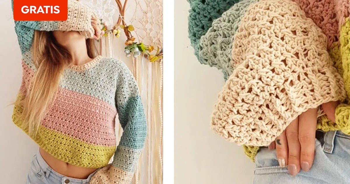 PDF Gratis: Patrón de un suéter de crochet estilo vintage | Domestika