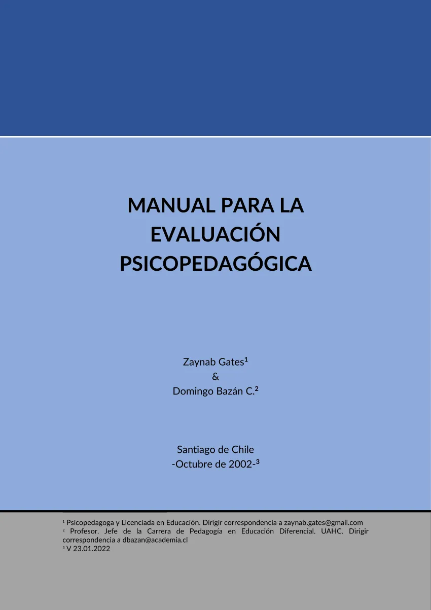 PDF) Manual para la evaluación psicopedagógica