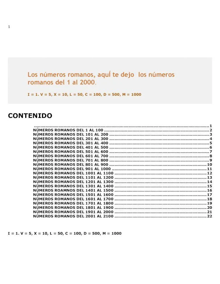 PDF) Numeros Romanos Del 1 Al 2000 - DOKUMEN.TIPS