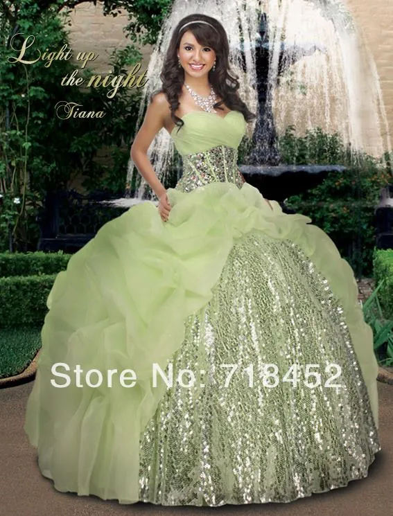 Aliexpress.com : Buy Peacock Sequins Lime Green Quinceanera Ball ...