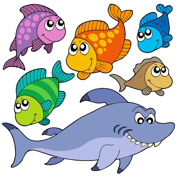 varios peces colección de dibujos animados — Vector stock ...