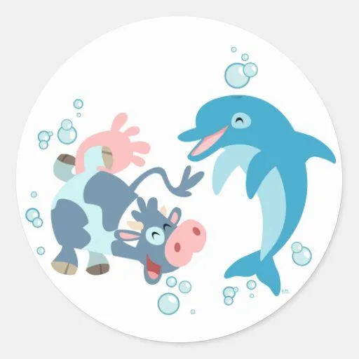 Pegatina del dibujo animado Seacow y del delfín | Zazzle Pegatina del dibujo animado Seacow y del delfín | Zazzle