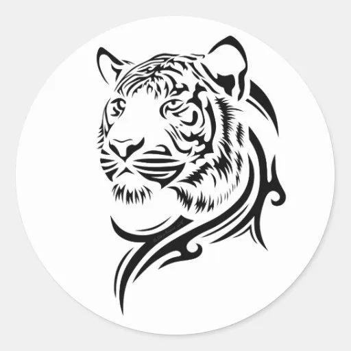 Pegatinas tribales del tigre del estilo pegatina redonda | Zazzle