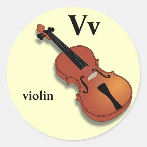 Pegatinas del violín de la letra V de Zazzle.