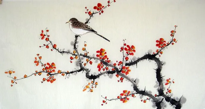 Peinture Chinoise: Pájaros y flores - Pintura china CNAG235383 ... Peinture Chinoise: Pájaros y flores - Pintura china CNAG235383 ...