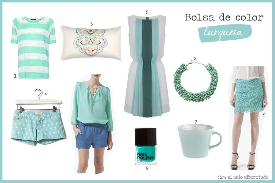 Con el pelo alborotado: Bolsa de color turquesa Con el pelo alborotado: Bolsa de color turquesa