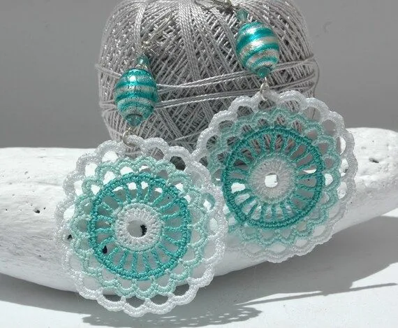 Pendientes de crochet-ganchillo Pendientes largos por lindapaula