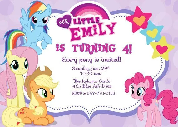 Mi pequeño Pony fiesta invitación del por PrettyPaperPixels en ...