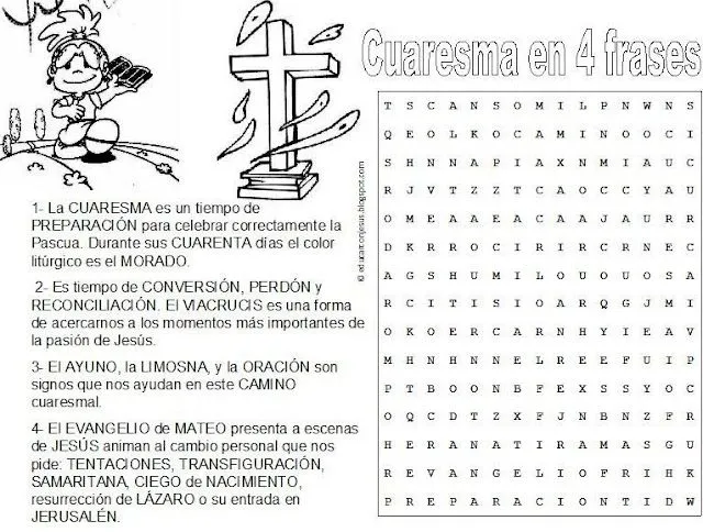 PEQUES Y PECAS...: CUARESMA: SOPA DE LETRAS. PEQUES Y PECAS...: CUARESMA: SOPA DE LETRAS.