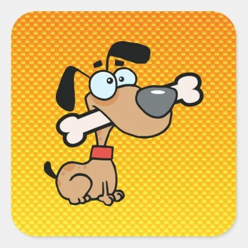 Perro amarillo-naranja del dibujo animado calcomanía cuadradase ... Perro amarillo-naranja del dibujo animado calcomanía cuadradase ...