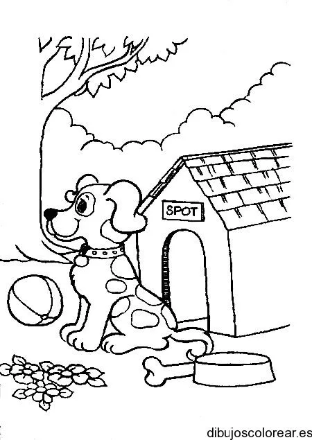 Perro en su casa | Dibujos para Colorear