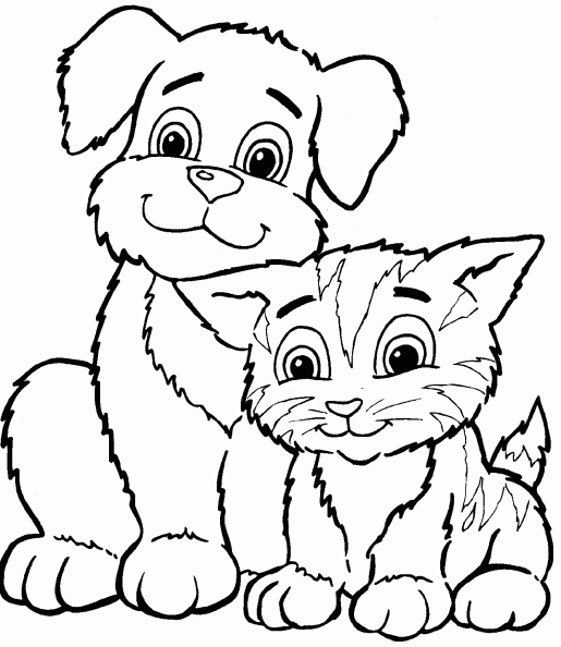 Perro y Gato para colorear - Rincon Util