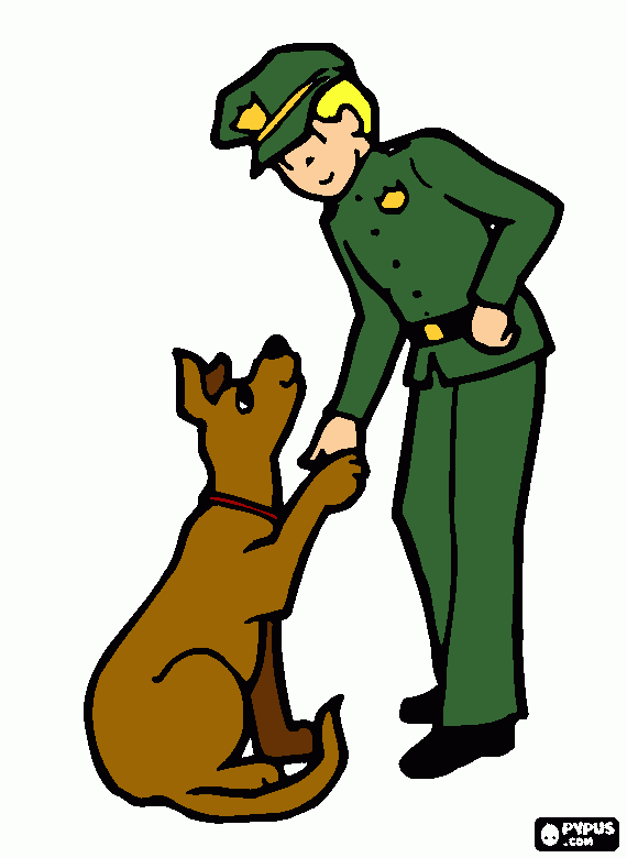 perro policia para colorear, perro policia para imprimir