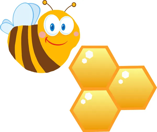 Personaje de dibujos animados de abejas con las colmenas — Foto ...