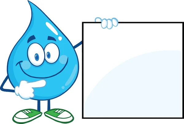 personaje de dibujos animados de gota de agua mostrando un cartel ...