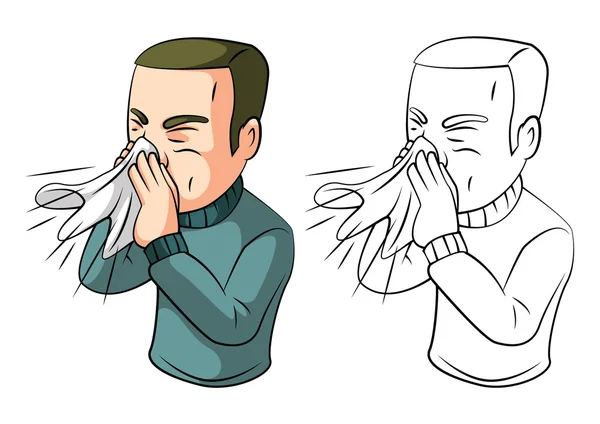 Personaje de dibujos animados de hombre estornudo libro de ...