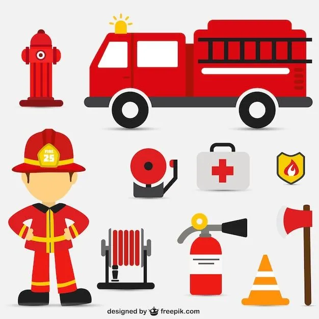 Personajes de dibujos animados bombero en acción | Descargar ...