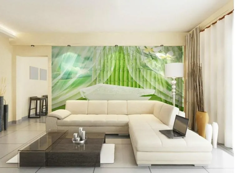 Personalizar tamaño rápidamente HD mural 3d papel tapiz de bambú ...
