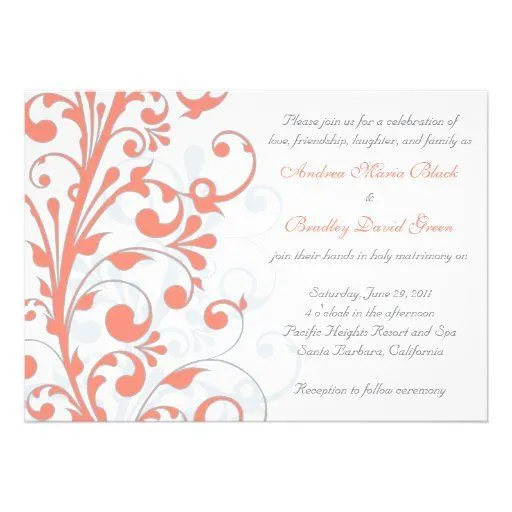 Personalized Coral wedding Invitations | CustomInvitations4U.com