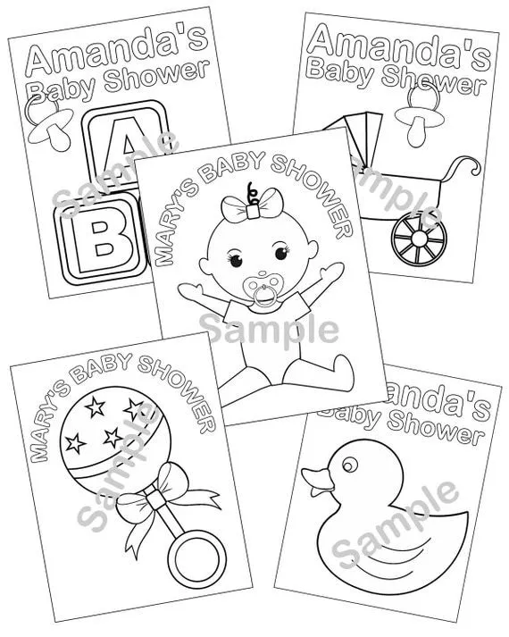 5 Personalized Printable Baby Shower Favor by SugarPieStudio