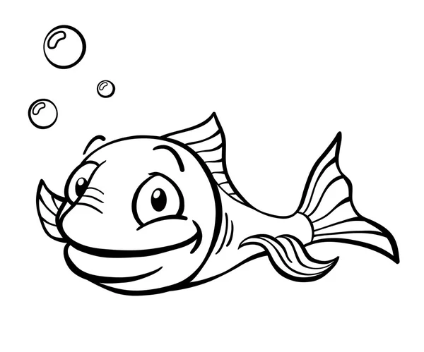 Pescado blanco y negro de dibujos animados — Vector stock ...