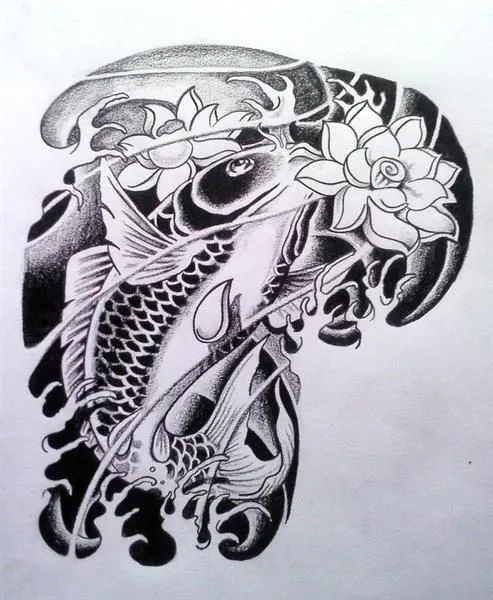 pez koi blanco y negro | Tatto | Pinterest