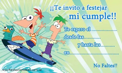 Invitación para imprimir de Phineas and Ferb - Fiestas infantiles