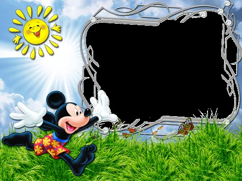 Photo frames. What a sunny day with Mickey Mouse