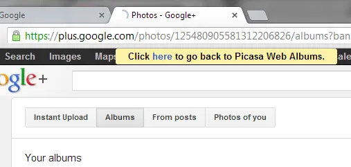Picasa Web Albums Redirects to Google+ Photos