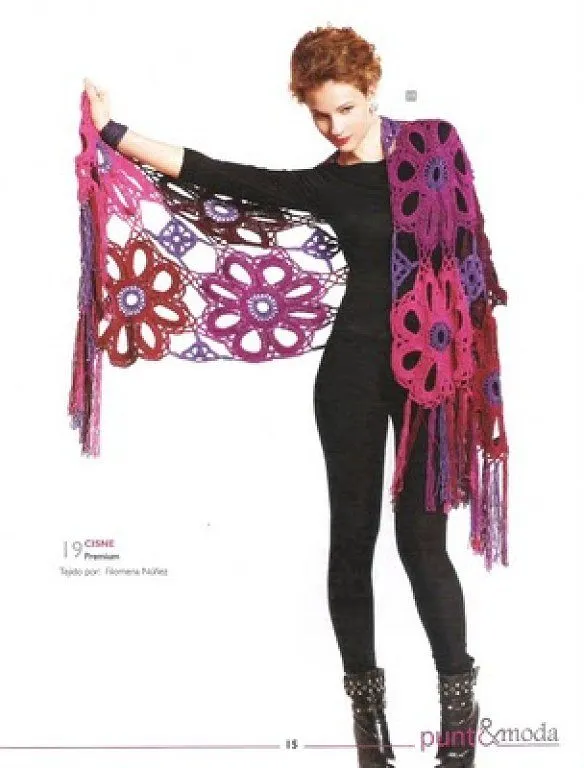 Chal Crochet Flores Gigantes - Patrones Crochet