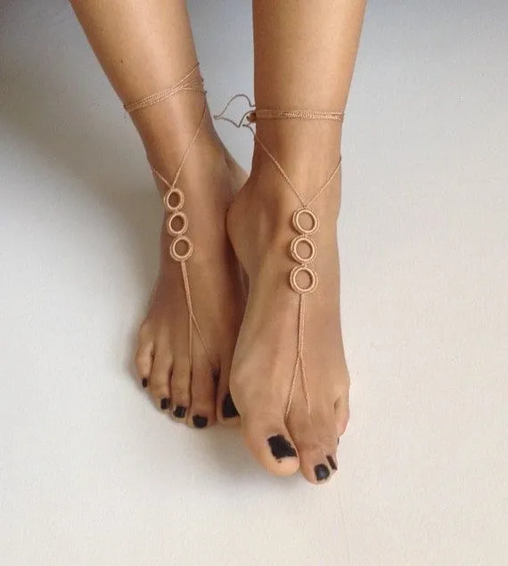 Pies descalzos listo sandalias marrón boda Bikini por SibelDesign