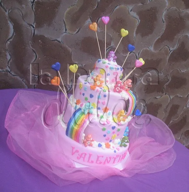 Care bears cake fondant edible glitter pink girl Cariñositos ...