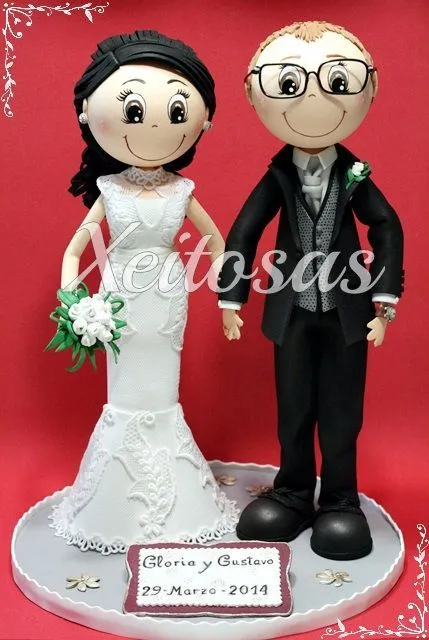 Pareja fofuchas novios personalizados para la tarta de su boda ...